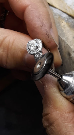 white gol custom engagement ring